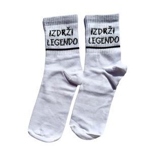 <div class="naslovsolje">Čarape bele "Izdrži legendo"</div>