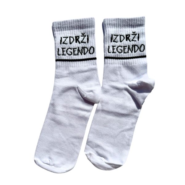 <div class="naslovsolje">Čarape bele "Izdrži legendo"</div>