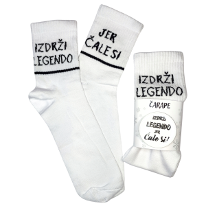 Čarape bele "Izdrži legendo jer ćale si"