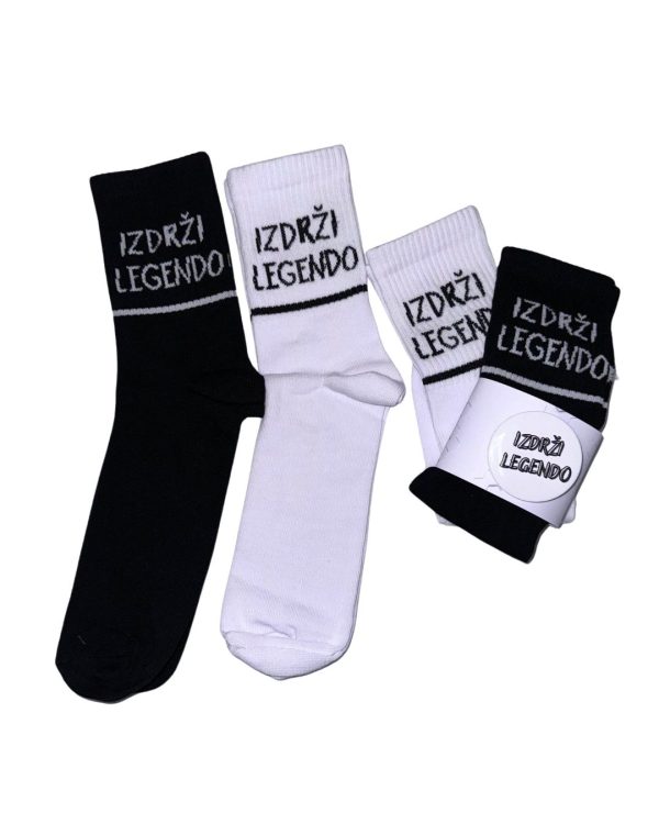 Čarape za legende 2/1 crne i bele